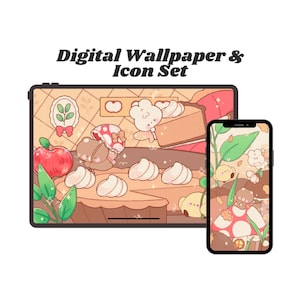 Cozy Autumn Fairy App Icons Graphic Bundle Pack, Kawaii Homescreen Fairycore Wallpaper, Cozy Fall Theme Kawaii Wallpaper Fall Screen Pack