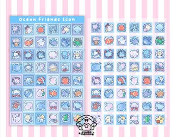 ocean friends mini icon sticker sheet