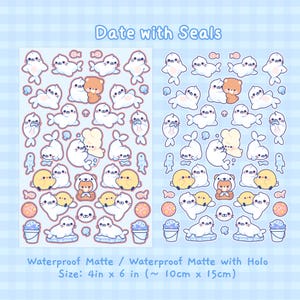 Datum mit Siegeln | Deko, Planer, Journaling Stickers | Niedliche Kawaii Ästhetik | Sticker Bogen