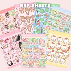 Rep Sheet Aufkleber | Deko, Planer, Journaling Stickers | Niedliche Kawaii Ästhetik | Sticker Bogen
