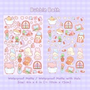 Schaumbad | Deko, Planer, Journaling Stickers | Niedliche Kawaii Ästhetik | Sticker Bogen