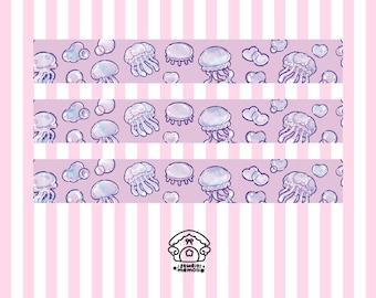 Jellyfish Washi Tape Purple, Ocean Sea Animal Decorative Tape for Journaling, Scrapbooking, Planners, Bullet Journal, Craft Projects