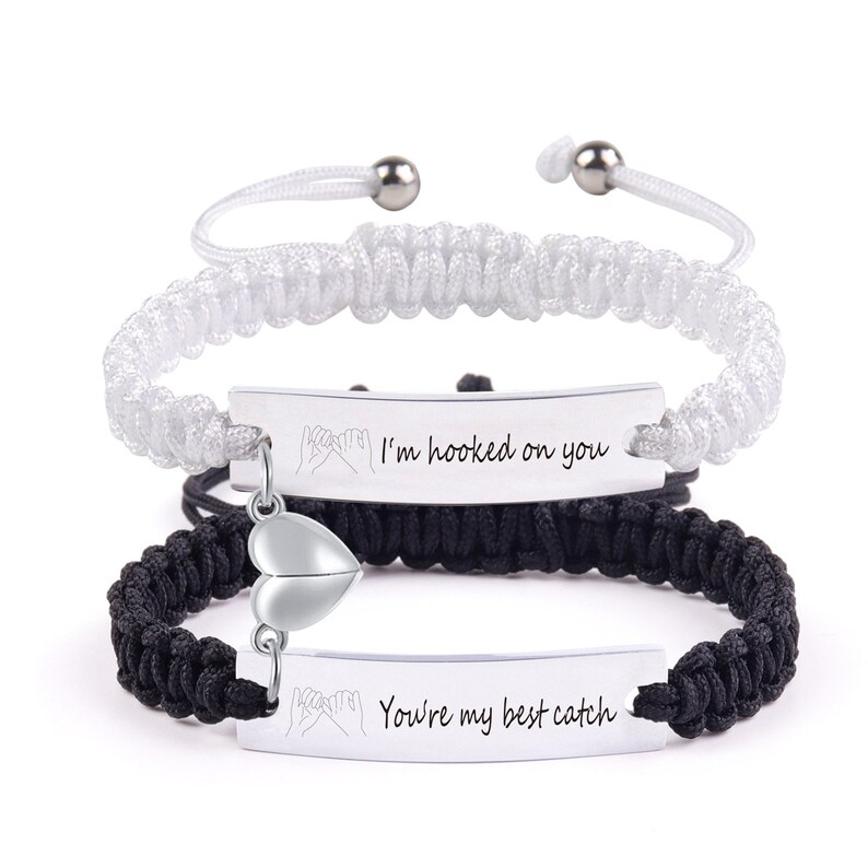 Personalized Engraved Matching Couple Bracelet, Bracelet for Her, Custom Bracelet for Men