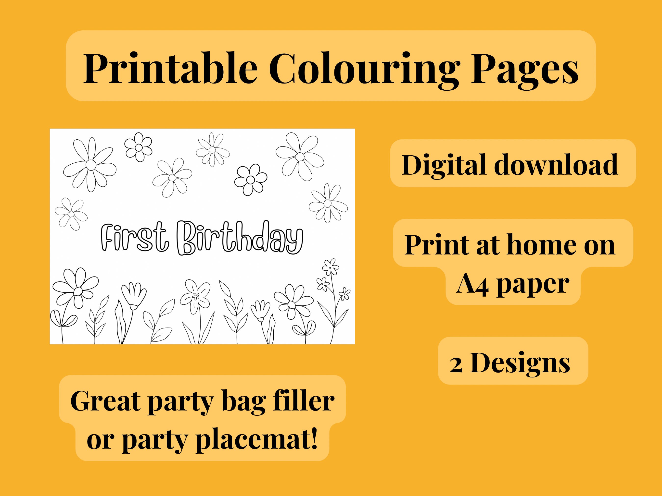 Daisy Birthday Colouring Pages, First Birthday, Colouring Activity ...