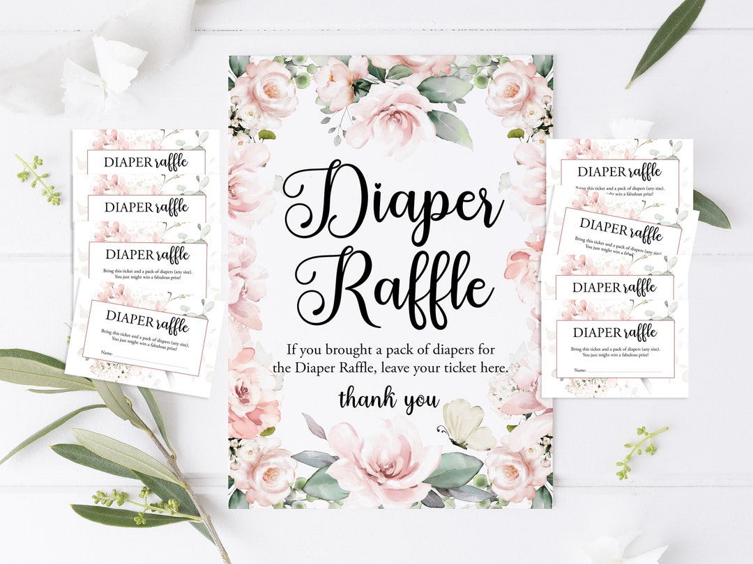 Printable Diaper Raffle Sign and Cards Set Beautiful Pink - Etsy