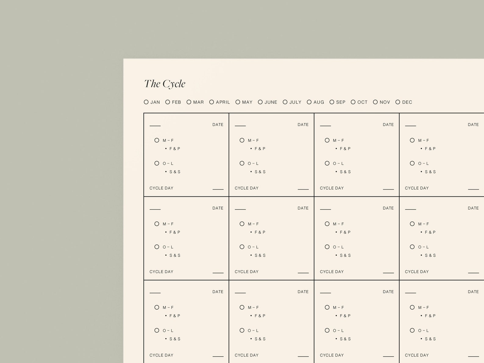 Printable Seed Cycling Calendar Menstrual Cycle Tracking Dateless Clean &amp; Minimal Landscape ...
