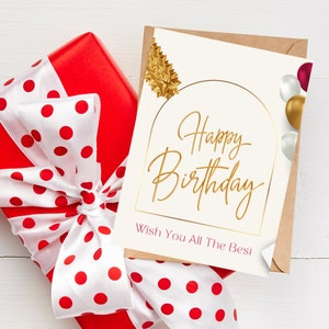 Oro Rosa Colorido Juguetón Feliz Cumpleaños / Tarjetas Felices / Celebrar Cumpleaños / Tienda de Deseos / Saludos Festivos / Saludos Pensativos