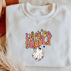 Halloween 2023, Spooky Sweatshirt, Let&#39;s Go Ghouls, Funny Halloween Crewneck, Plus Size Halloween, Halloween Apparel, Ghost Face