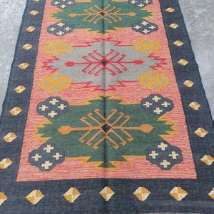 Handwoven Wool Jute Kilim Rug: Indian Bohemian Dhurrie, Eco Friendly