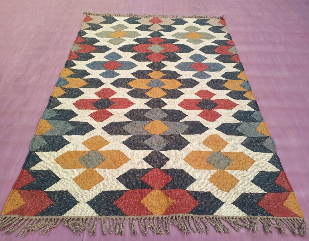 Traditional Indian WOOL JUTE RUGS 4x6 5x8 6x9 8x10 9x12 Etsy