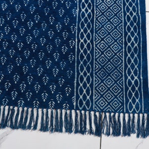 Blue Indigo Hand Woven Cotton Flatweave Kilim Rug, Boho Blue Rug...Sizes 5x8,6x9,8x10,9x12
