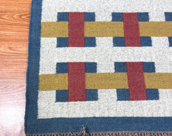 Handwoven Wool Jute Kilim Runner Rug – Boho Hallway, Kitchen Area Carpet