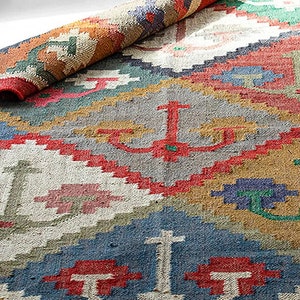4x6 , 5x8 , 6x9 , 8x10, 9x12 Ft Kilim Rug, Handwoven, Wool and Jute Rug Handmade, Kilim Dhurrie Rug, Traditional Indian/WOOL JUTE RUGS
