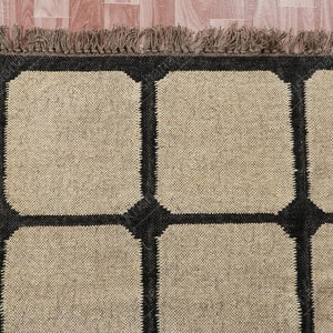 Handwoven Wool Jute Dhurrie Rug: Boho Kilim Style, Custom Size