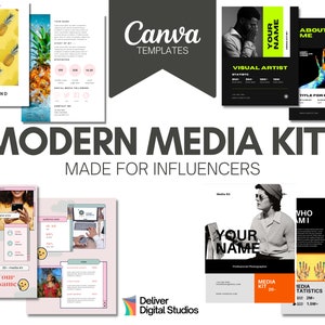 Four Modern MEDIA KIT CANVA Template, Media Kit for Influencers