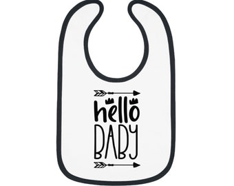 Hello Baby - Cute Jersey Baby Bib, Fun Birthday or Shower Gift for Baby Boy or Baby Girl