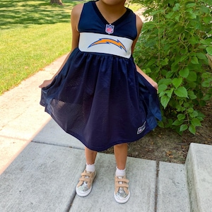 Jersey Dress | LA Chargers | Girls | Toddler | Upcycled | Repurposed | NFL