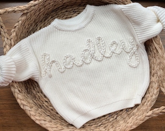 Hand Embroidered Sweater || Infant/Toddler || Personalized Keepsake