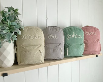 custom name backpack || hand embroidery