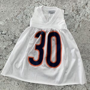 bears jersey dress Women's Gameday Couture White/Navy Chicago Bears Bling It Full Sequin Jersey Dress Size: Extra Large