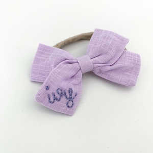 custom name headband || bow || hand embroidery