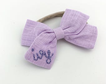bow | custom name headband | bow | hand embroidery