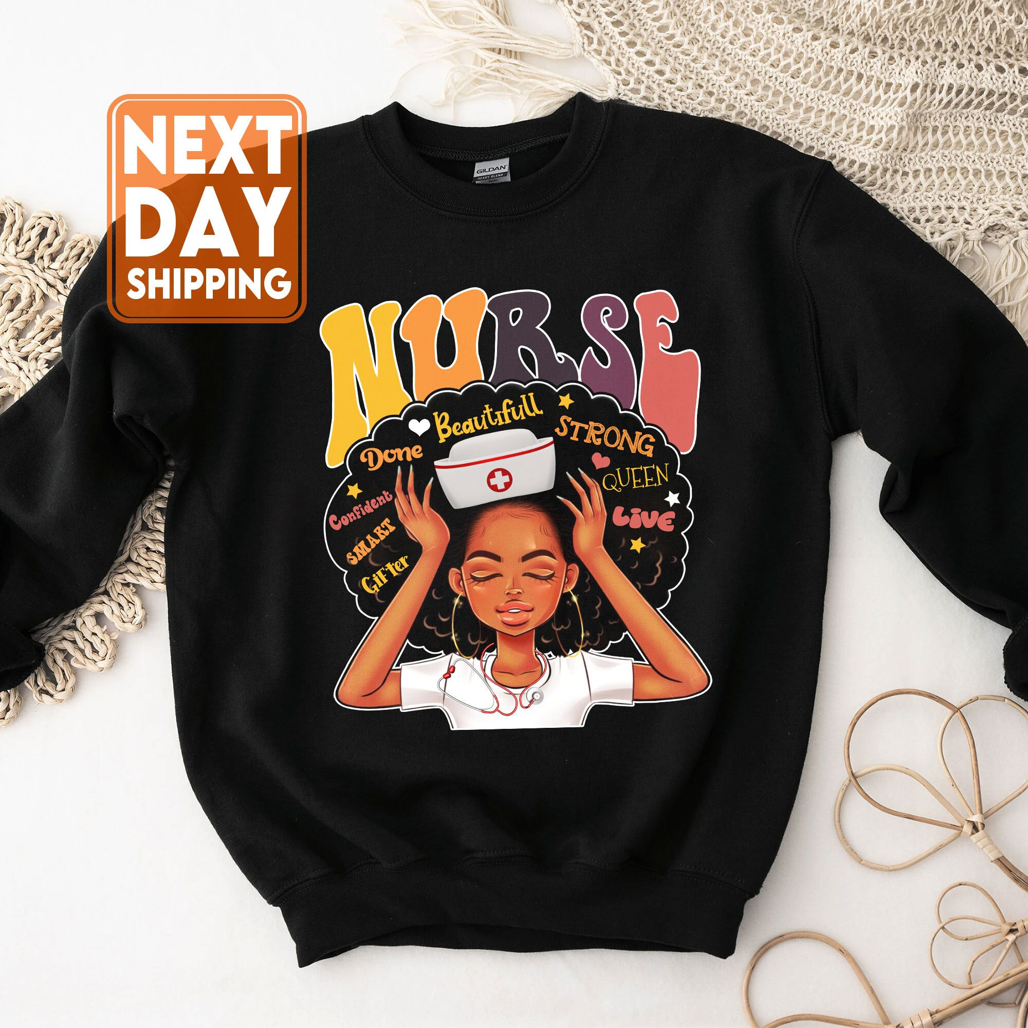 Nurse Black Woman Magic Afro Melanin Queen Black History - Etsy