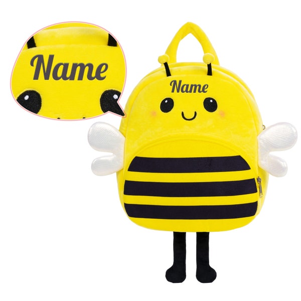 Personalized Plush Yellow Bee Backpack, Customized Baby Gift Set, Back To School Birthday, Christmas Gifts, Bee Toy