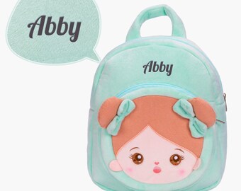 Personalized Plush Doll Pink Backpack, Customized Baby Gift Set, Back To School Birthday, Christmas Gifts