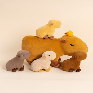 Baby&#39;s First Capybara Family Plush Playset Stuffed Animals Gift Set with 4 Babies Inside