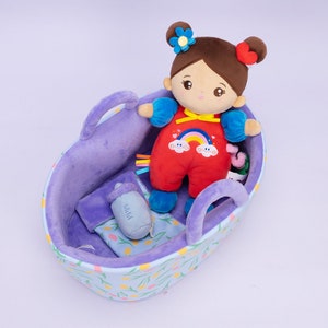 10 Inch Personalized Plush Doll Set, Baby Shower Gift, First Baby Doll, Deep Skin Tone Plush Doll For 1 2 3 Year Old Baby Girls