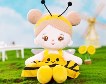 Personalized Bee stuffed animal Doll, Baby bee Toy Gift, Plush Baby Girl Doll, 1st Baby Doll