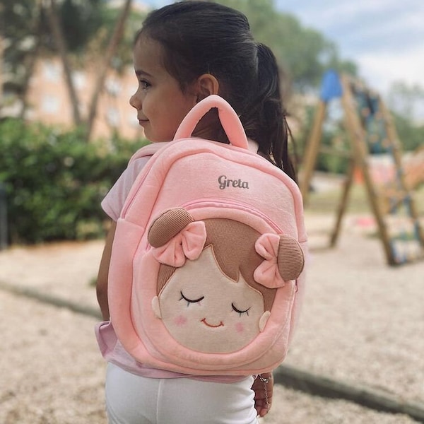 Custom Backpack For Baby, Personalized Bagpack with Doll Face, Soft Toy For Toddler, Gift Rag Doll Bag