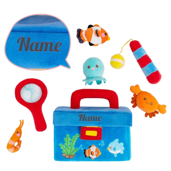 Personalized Baby's First Fishing Tackle Box Plush Playsets Sound