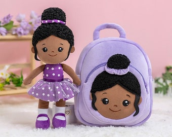 Personalized Cuddle Time Rag Dolls, Ages 3+ Soft Doll For Kids, Plush Doll, Black Hair Girl Plush Doll, Deep Skin Tone Baby Doll