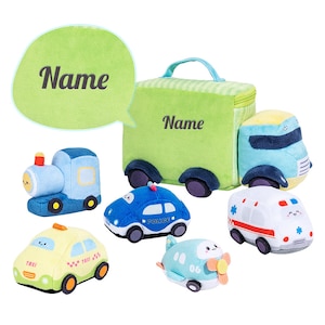 Personalized Baby&#39;s First Cars Story Plush Playset Sound Toy Gift Set