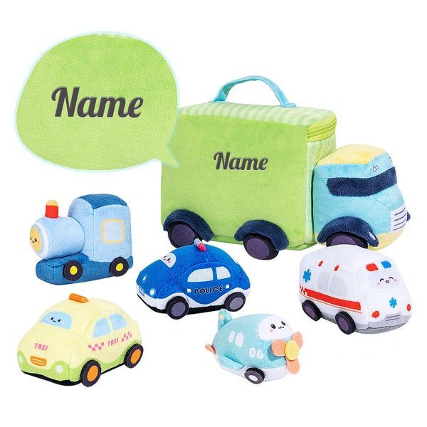 Personalized Baby's First Cars Story Plush Playset Sound Toy Gift Set