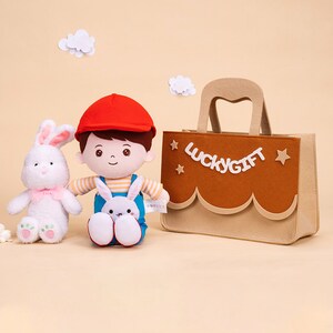 Personalized Easter Boy Doll Set: Plush Rabbit, Bag, 15-Inch Plush Toy