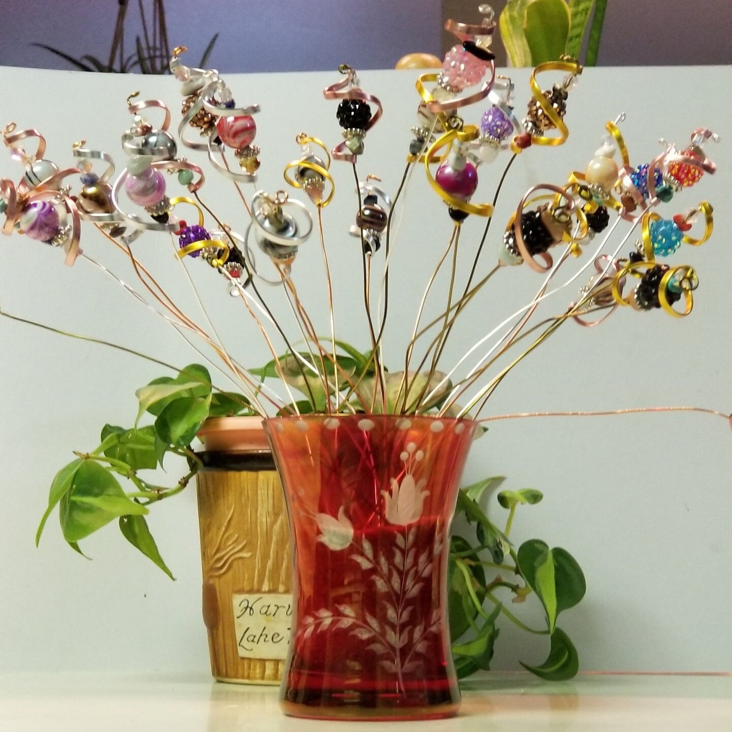 Twisted Gem Plant Pals: Beaded Plant Decor (set of 2), Randomly