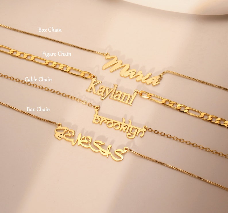 Custom Name Necklace Cursive Name Necklace Personalized Gold Etsy
