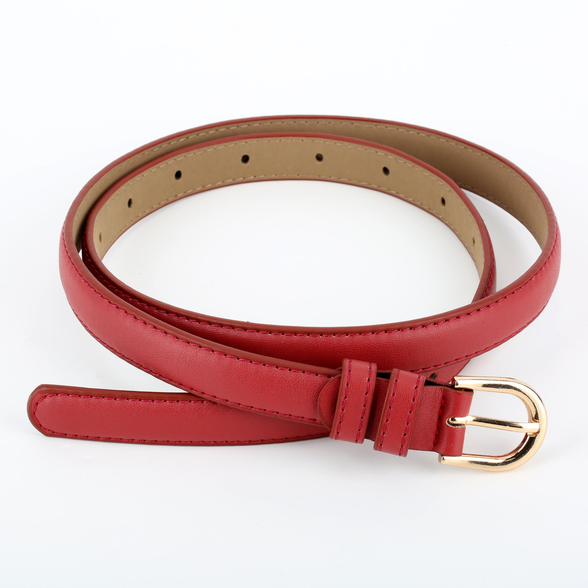 Glamorstar Women Skinny Patent Leather Slim Belt Adjustable Alloy Buckle Waist Belt for Dress