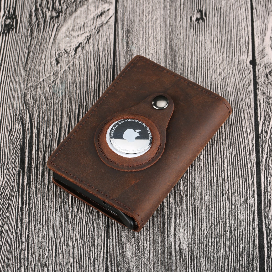 Mens Leather Wallet AirTag Credit Card Wallet Multifunctional Wallet