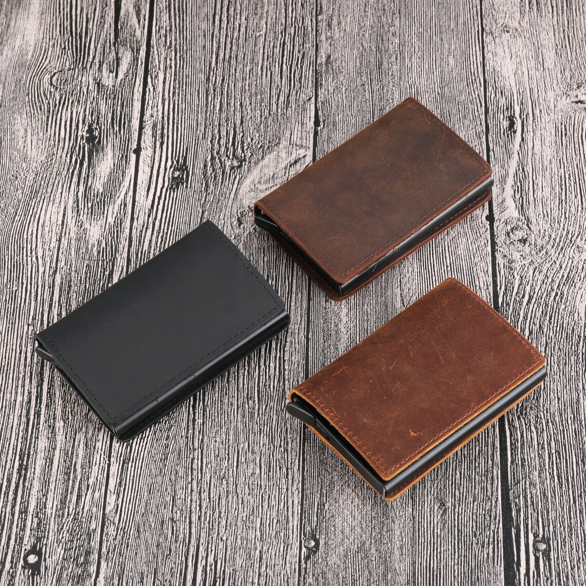 Mens Leather Wallet AirTag Credit Card Wallet Multifunctional Wallet
