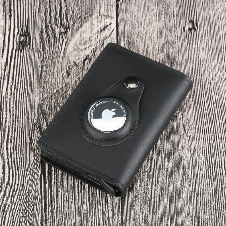 Mens Leather Wallet AirTag Credit Card Wallet Multifunctional Wallet