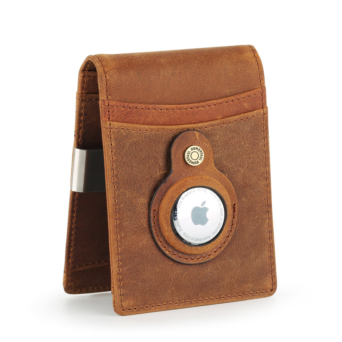 AirTag Leather Wallet Mens Leather Wallet With Money Clip Etsy