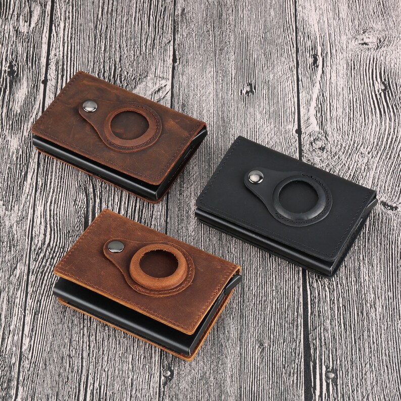 Mens Leather Wallet AirTag Credit Card Wallet Etsy Denmark