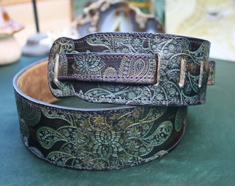 Paisley Leather Guitar Strap - Lost Sailor Leather Design