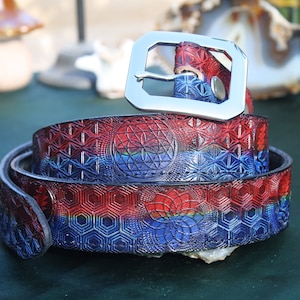 Red & Blue SYF Mandalas Sacred Geometry - Lost Sailor Leather Design
