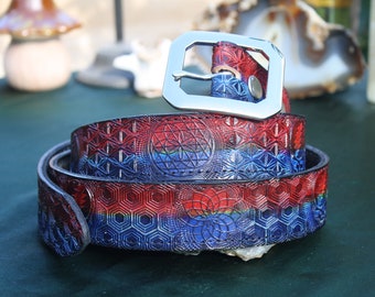 Red & Blue SYF Mandalas Sacred Geometry - Lost Sailor Leather Design