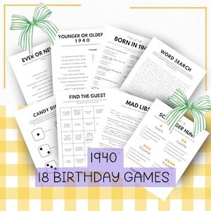 Born in 1940 Happy 85th Birthday Party Game Night Printable Bundle Elderly Games Party Activities Trivia for Seniors Milestone Birthday Game